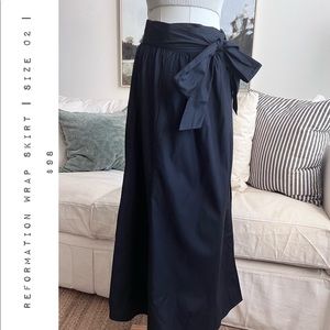 Reformation Black Wrap Skirt - Size 02